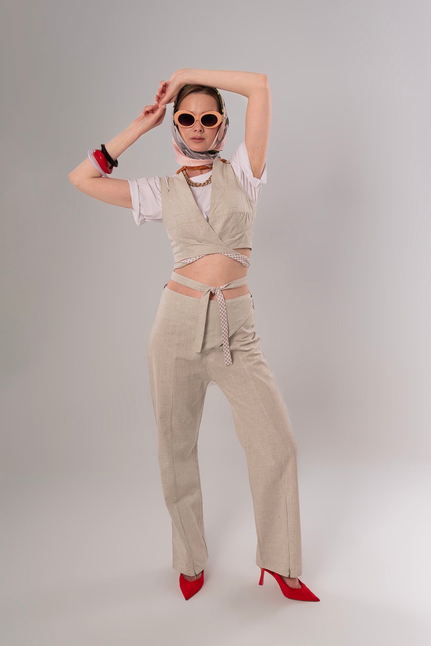 Wrap Linen Beige Pants