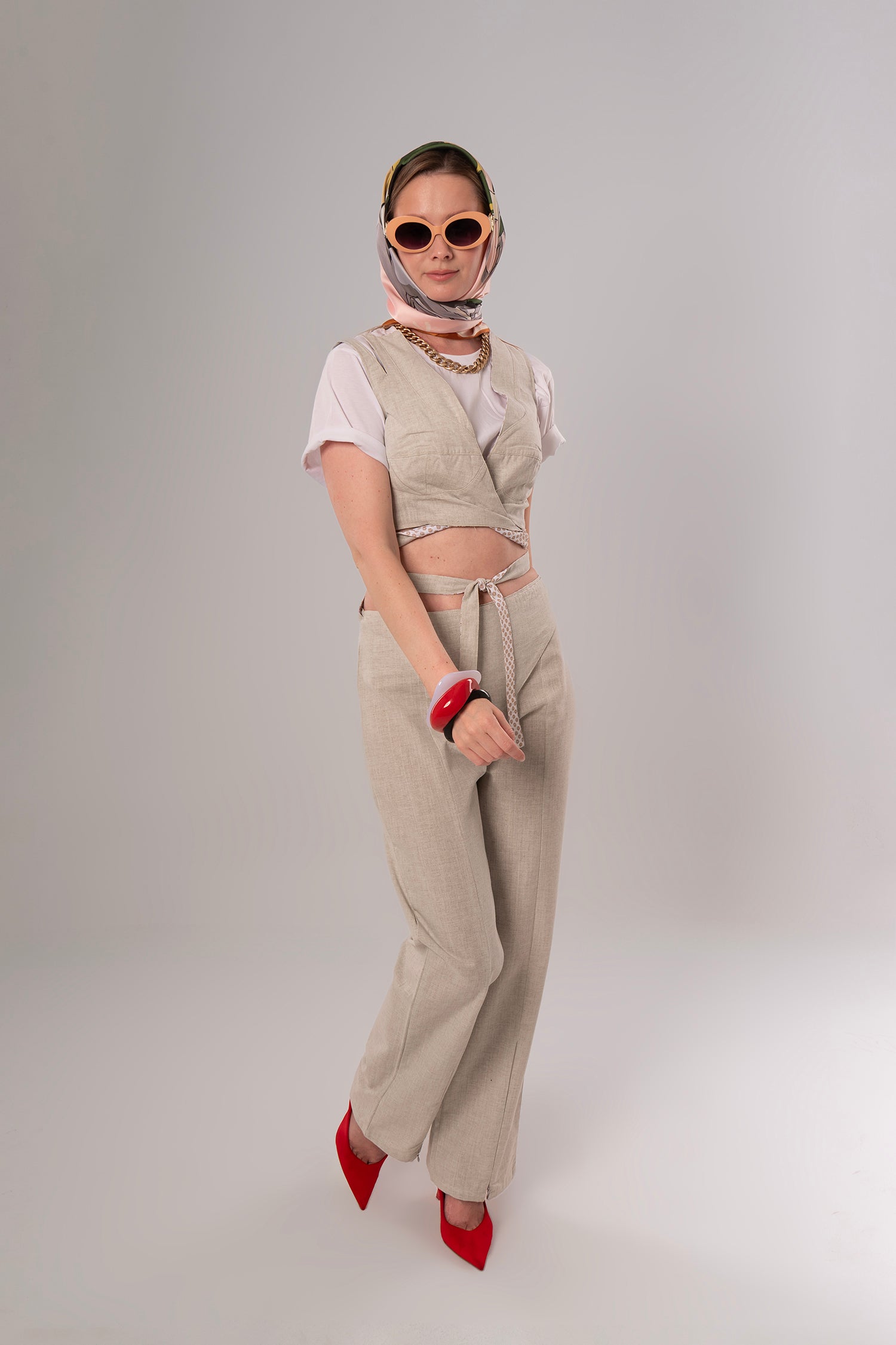 Wrap Linen Beige Pants