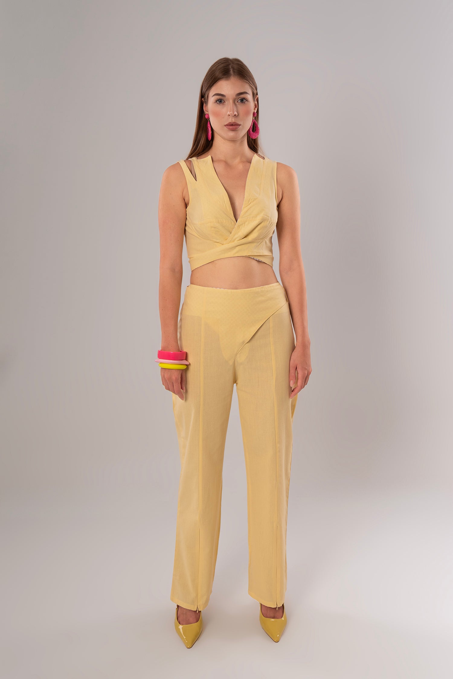 Short Linen Yellow Top
