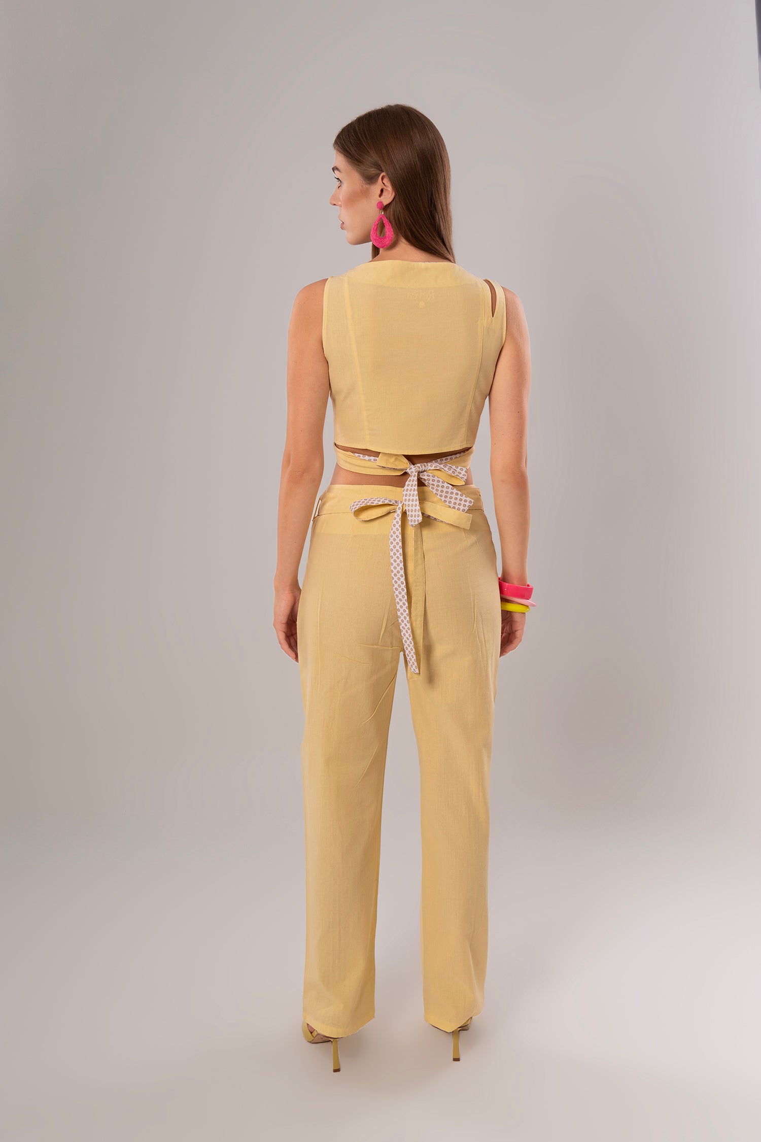 Short Linen Yellow Top