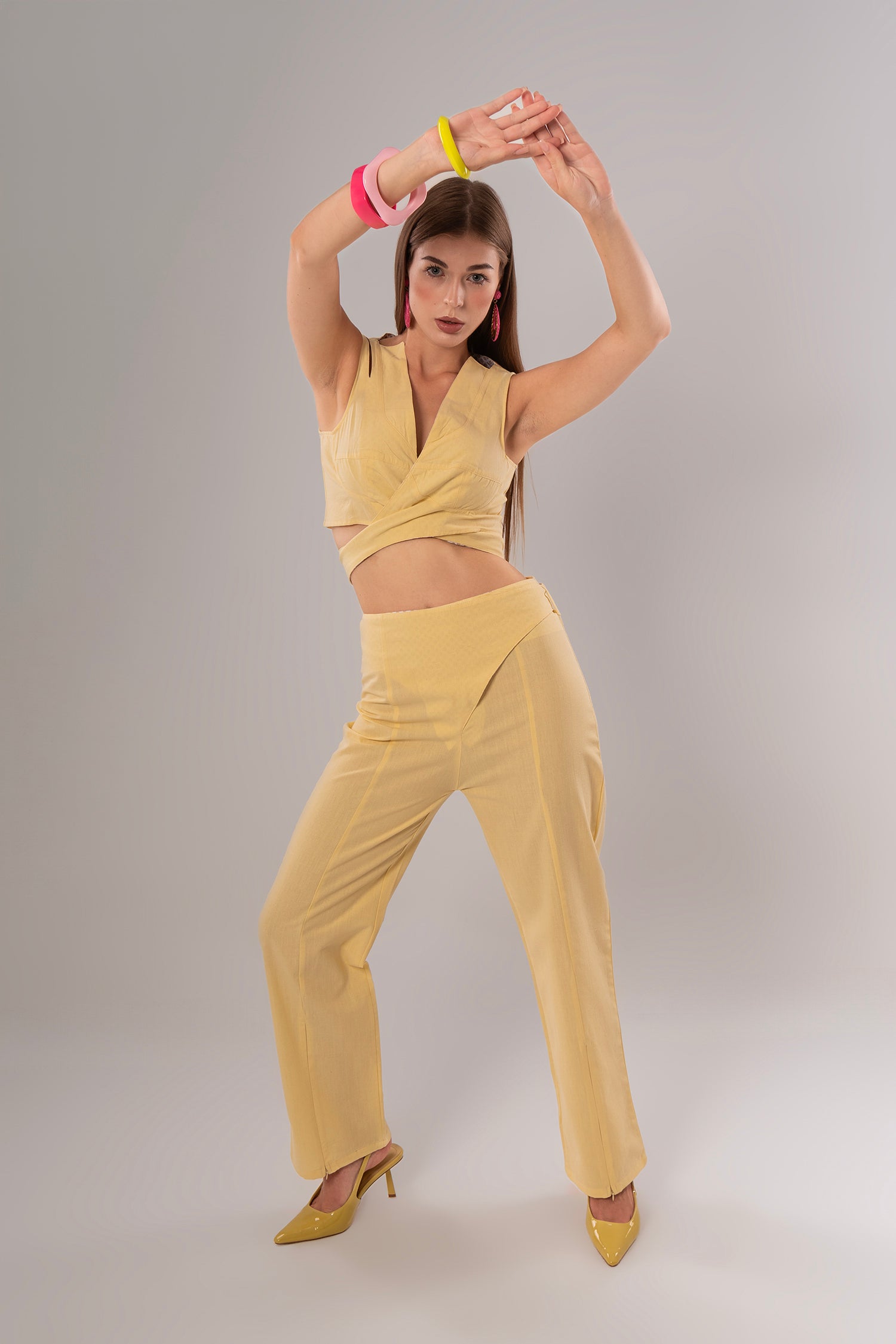 Short Linen Yellow Top