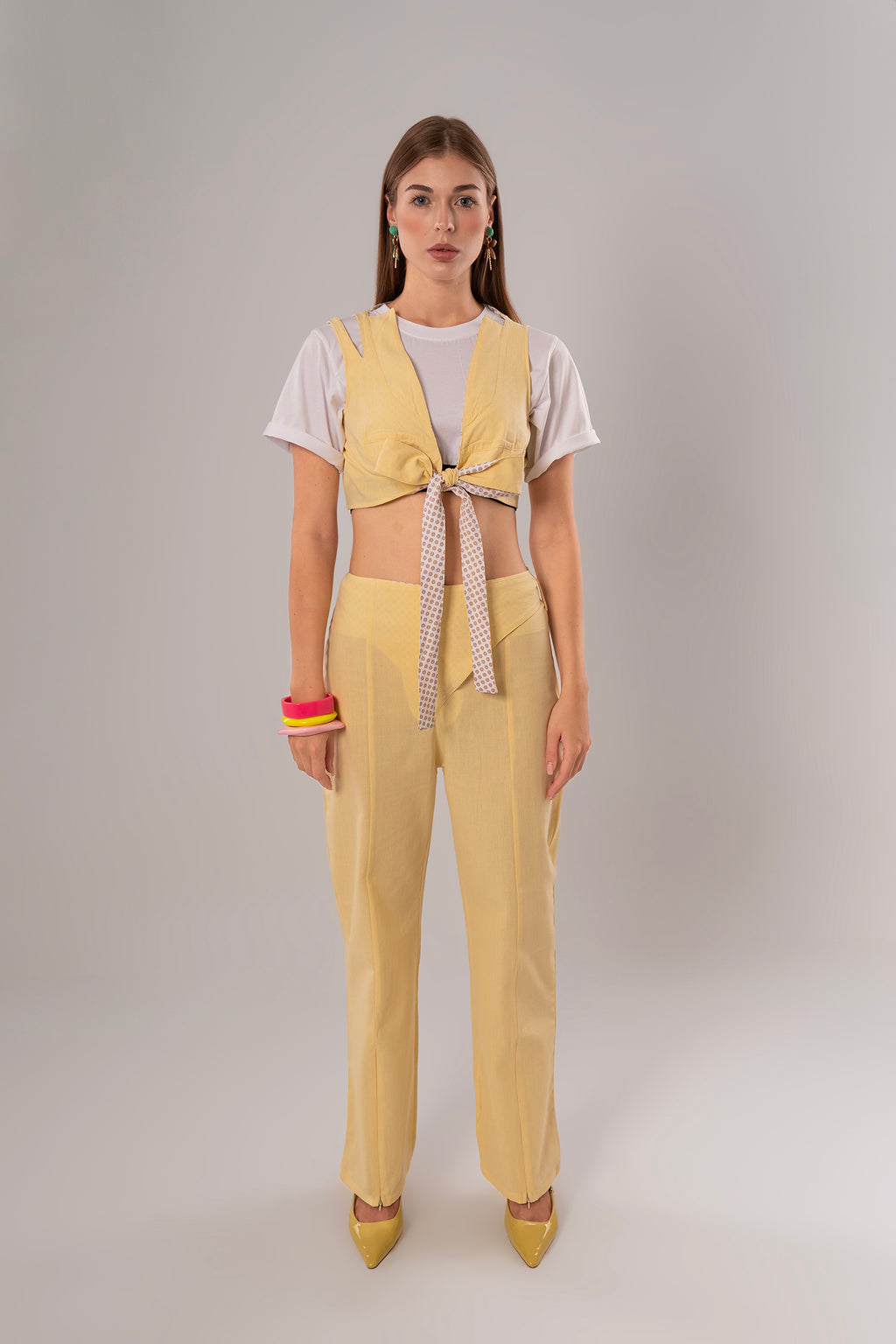 Short Linen Yellow Top