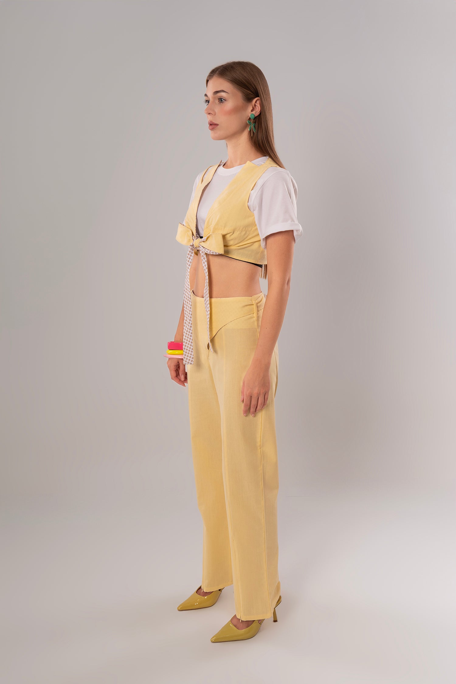 Short Linen Yellow Top