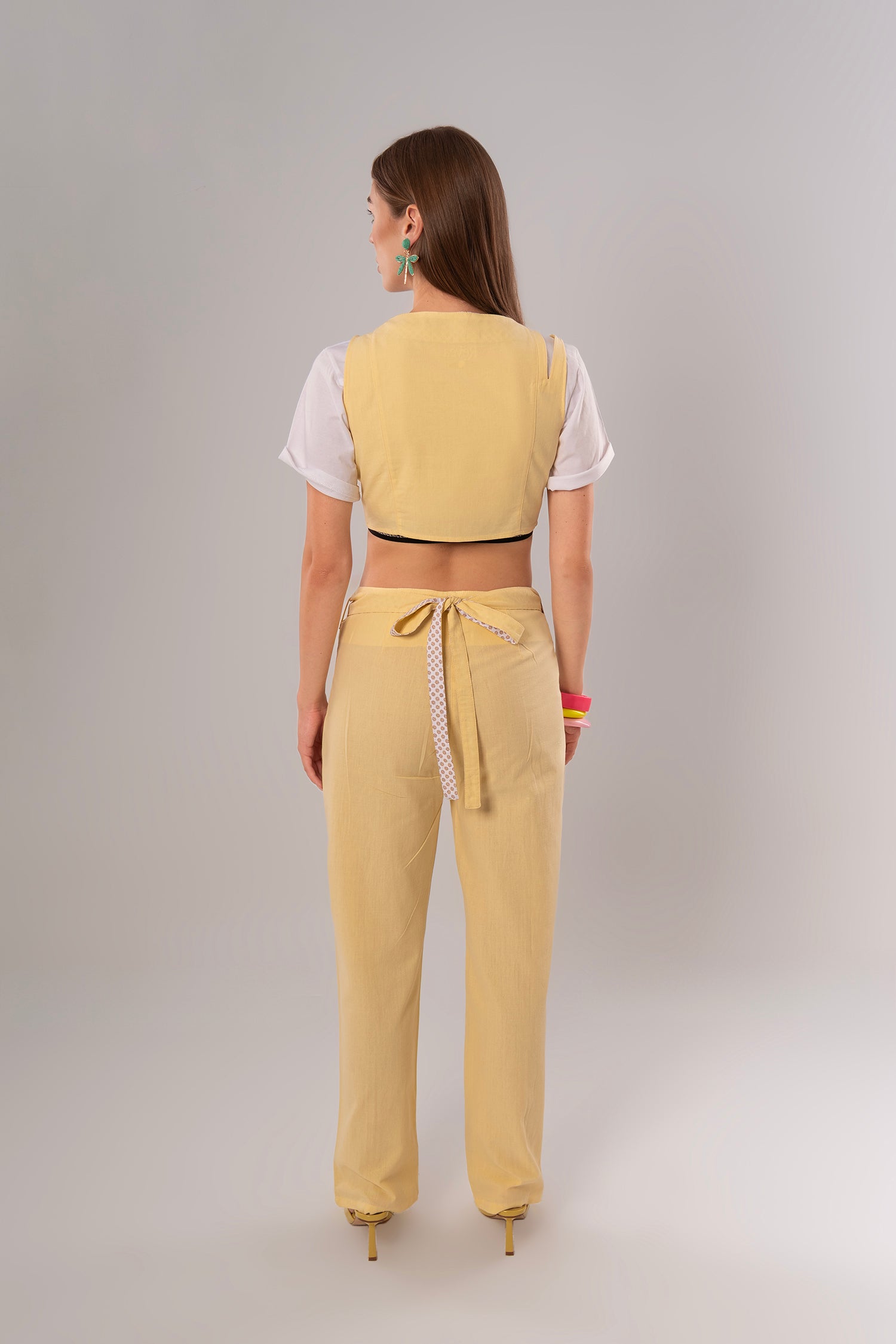 Short Linen Yellow Top