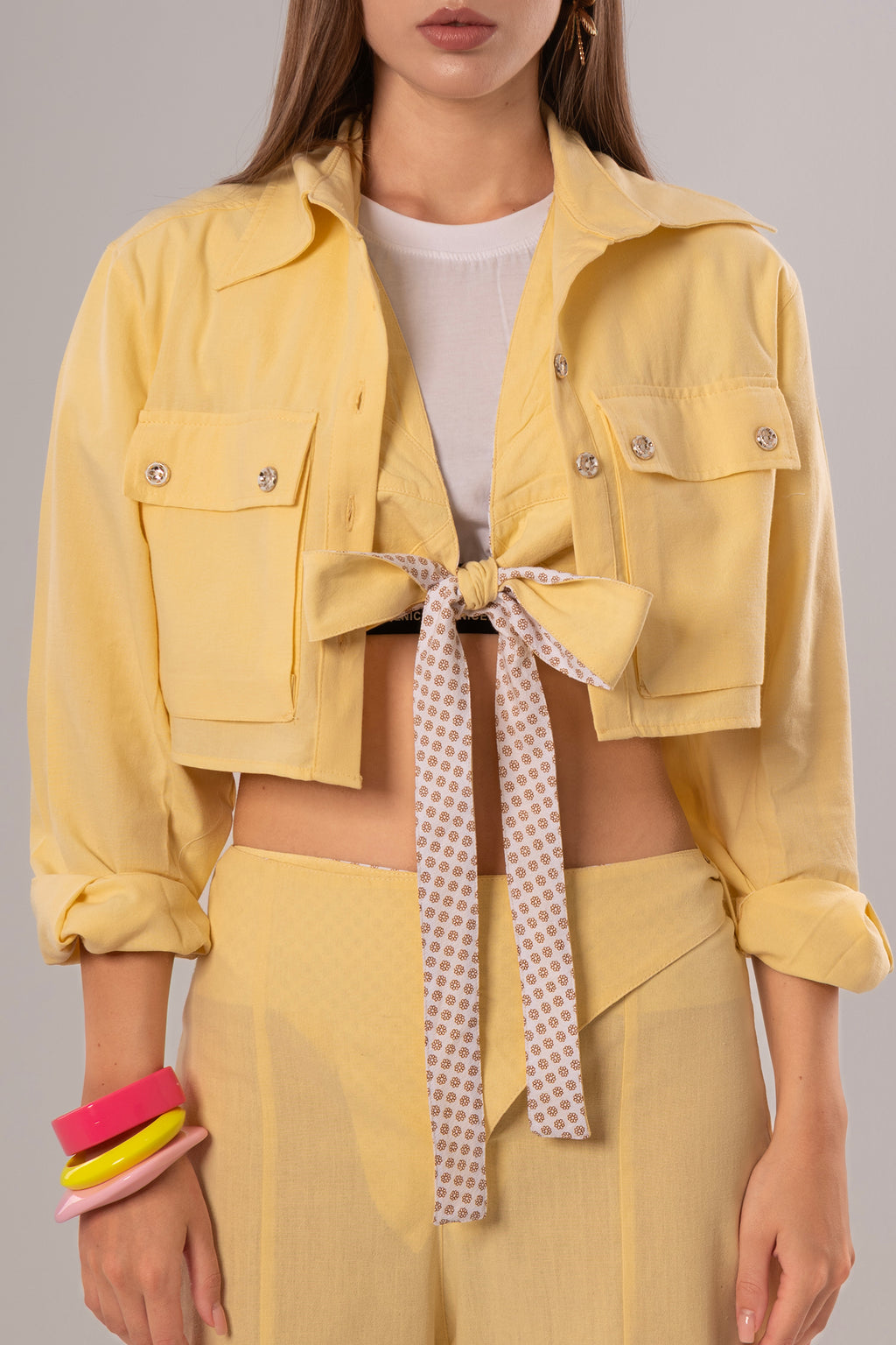 Short Linen Yellow Jacket