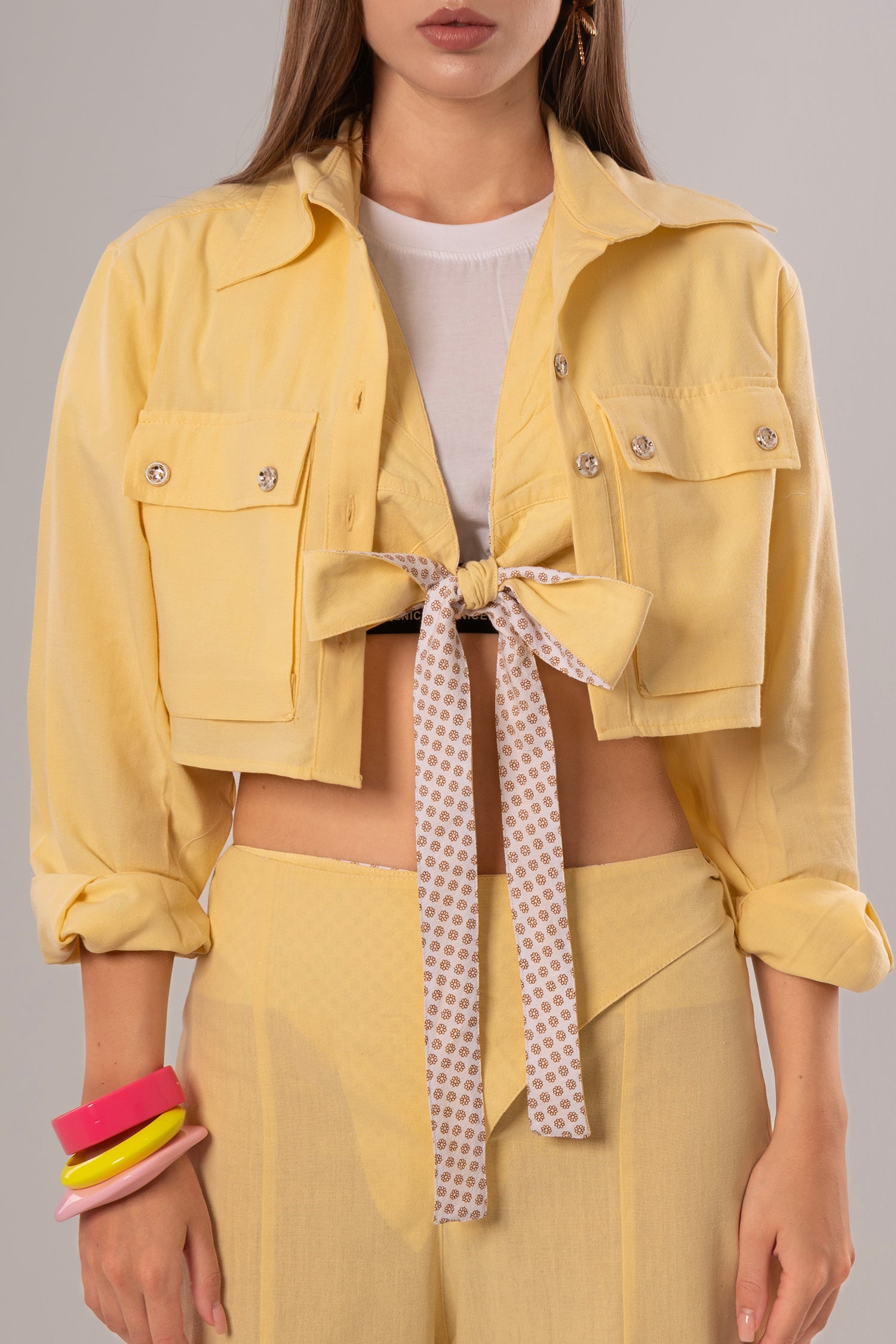 Short Linen Yellow Jacket