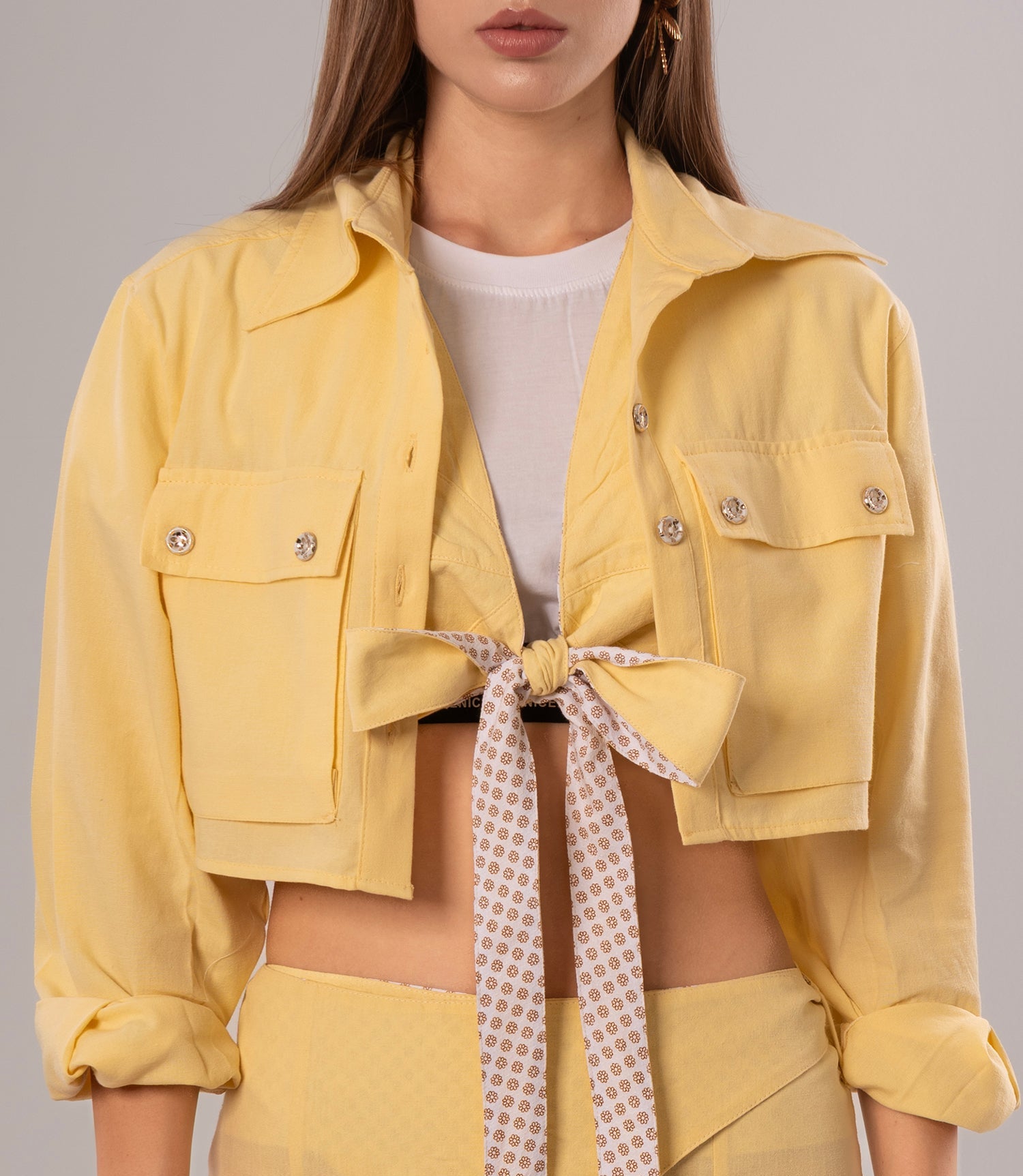 Short Linen Yellow Jacket