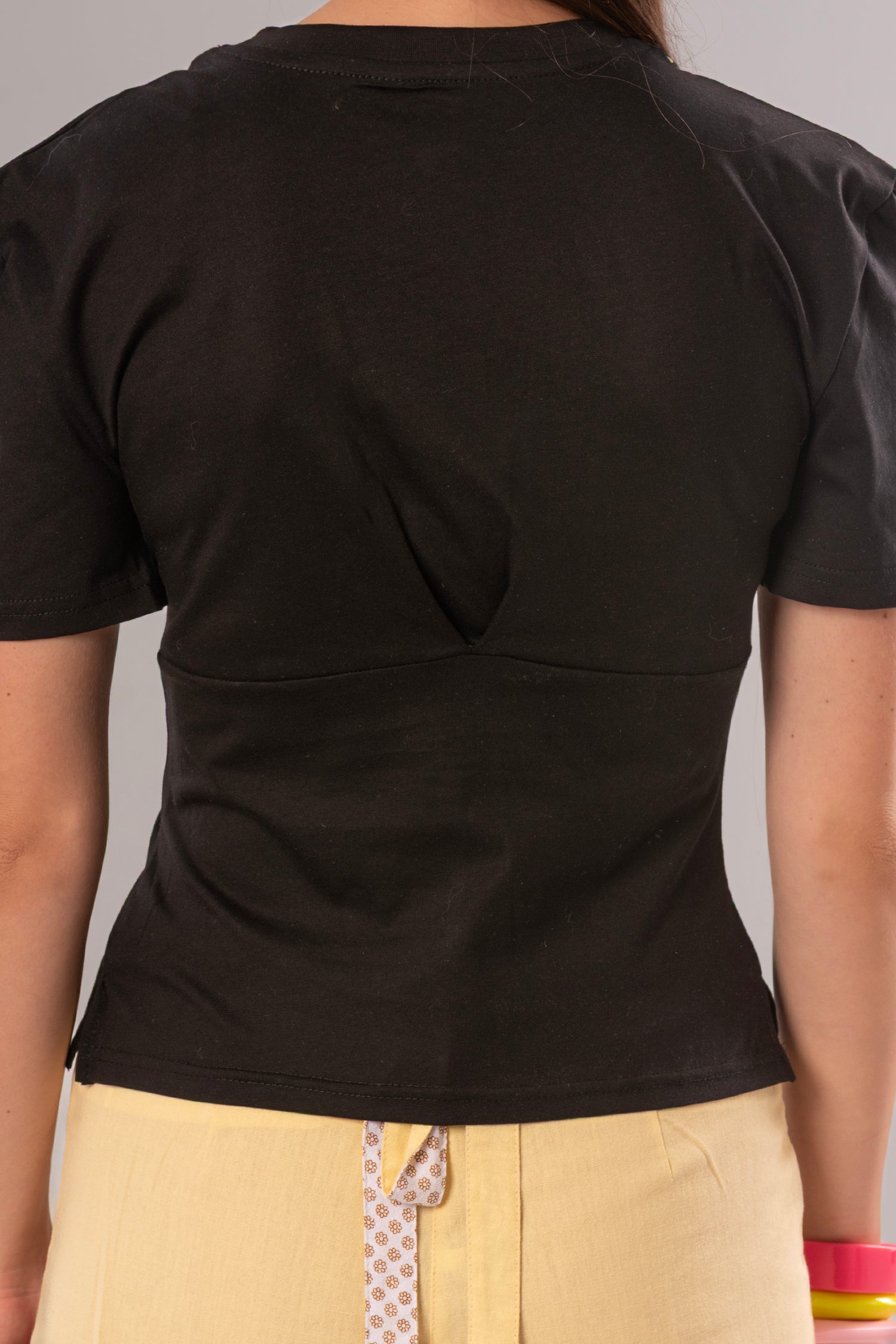 Tiger-Print Cotton Black Top