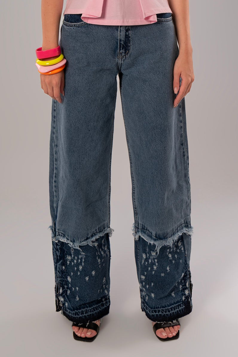 Circle Pattern Blue Jeans Pants