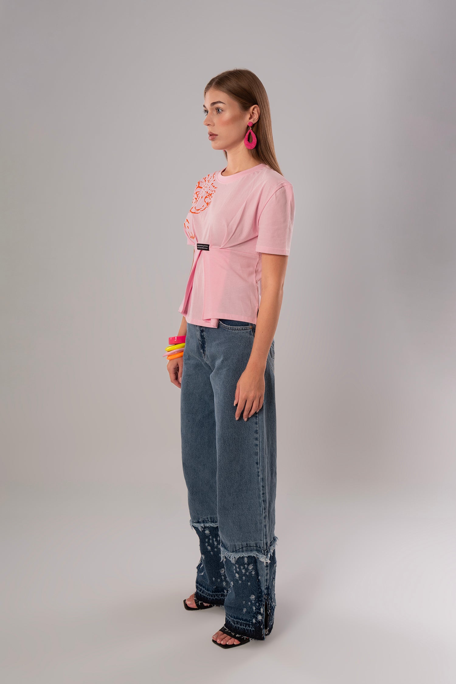 Circle Pattern Blue Jeans Pants