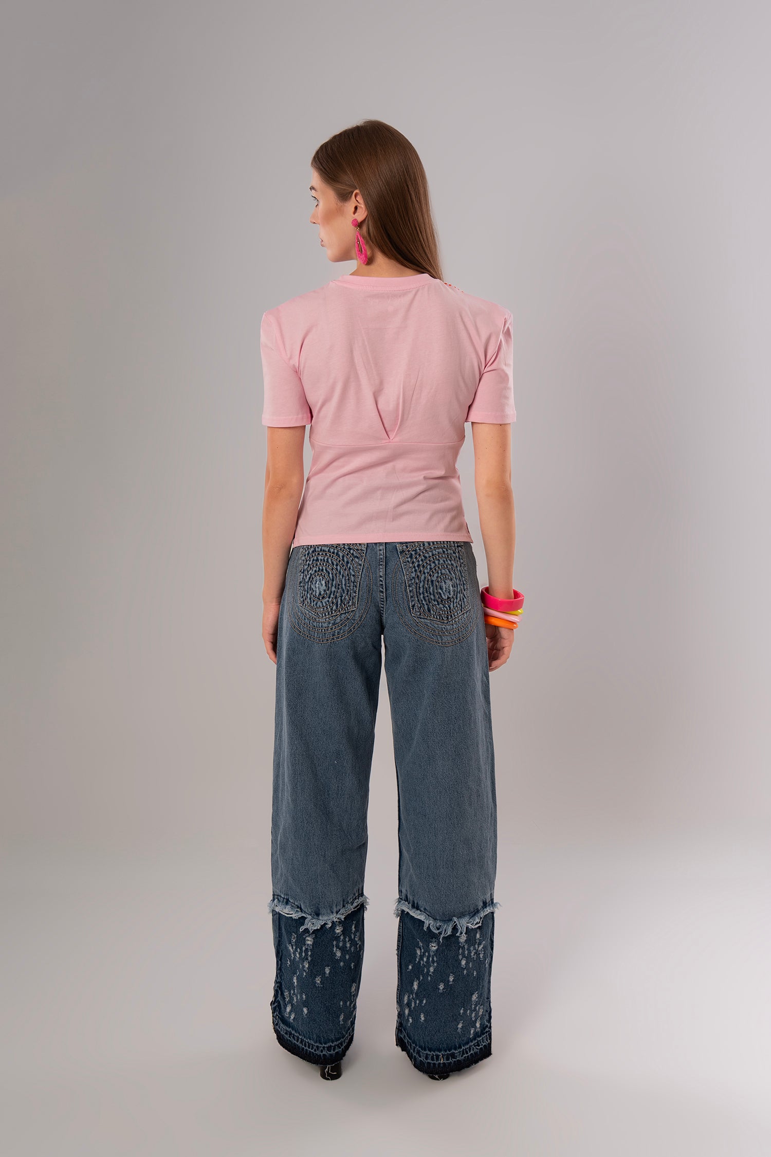Circle Pattern Blue Jeans Pants
