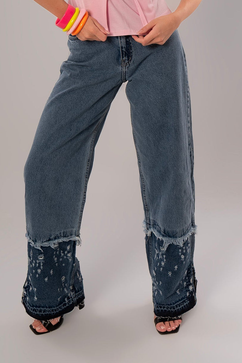 Circle Pattern Blue Jeans Pants