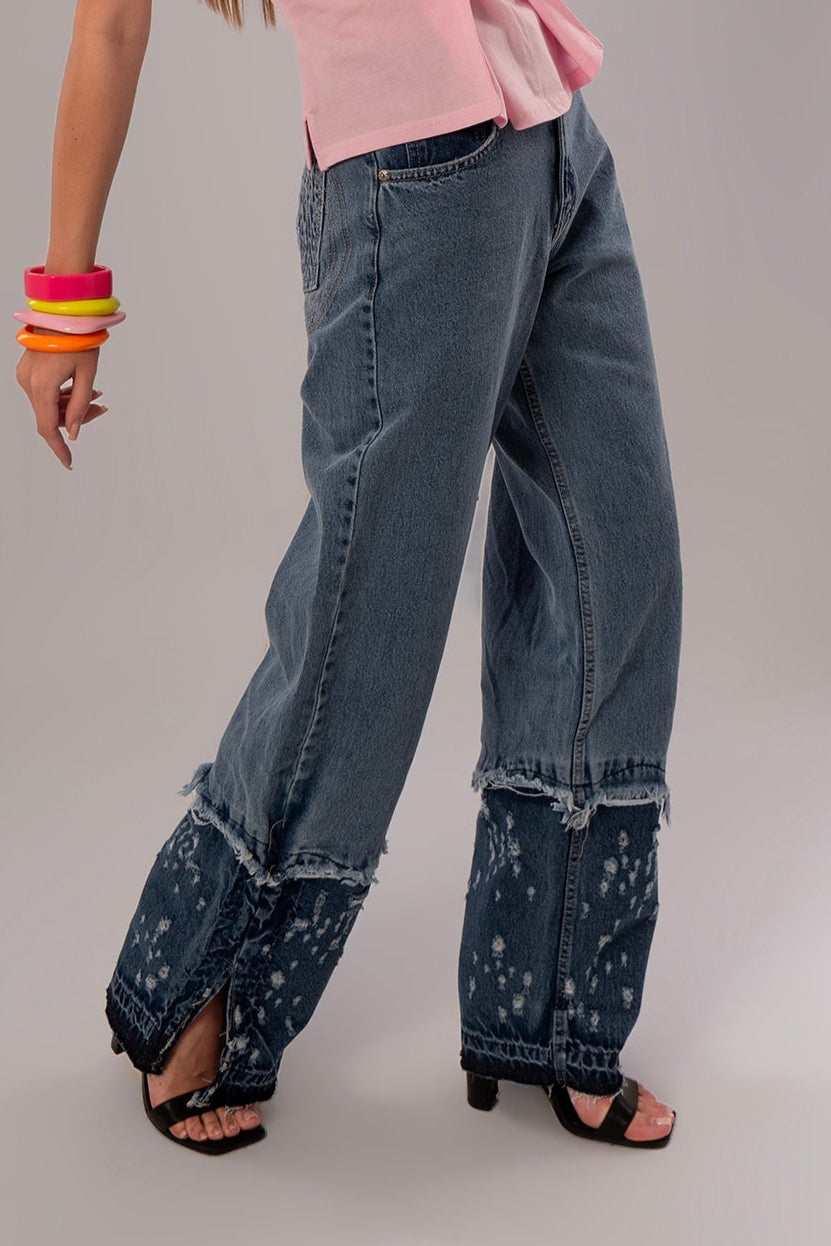 Circle Pattern Blue Jeans Pants