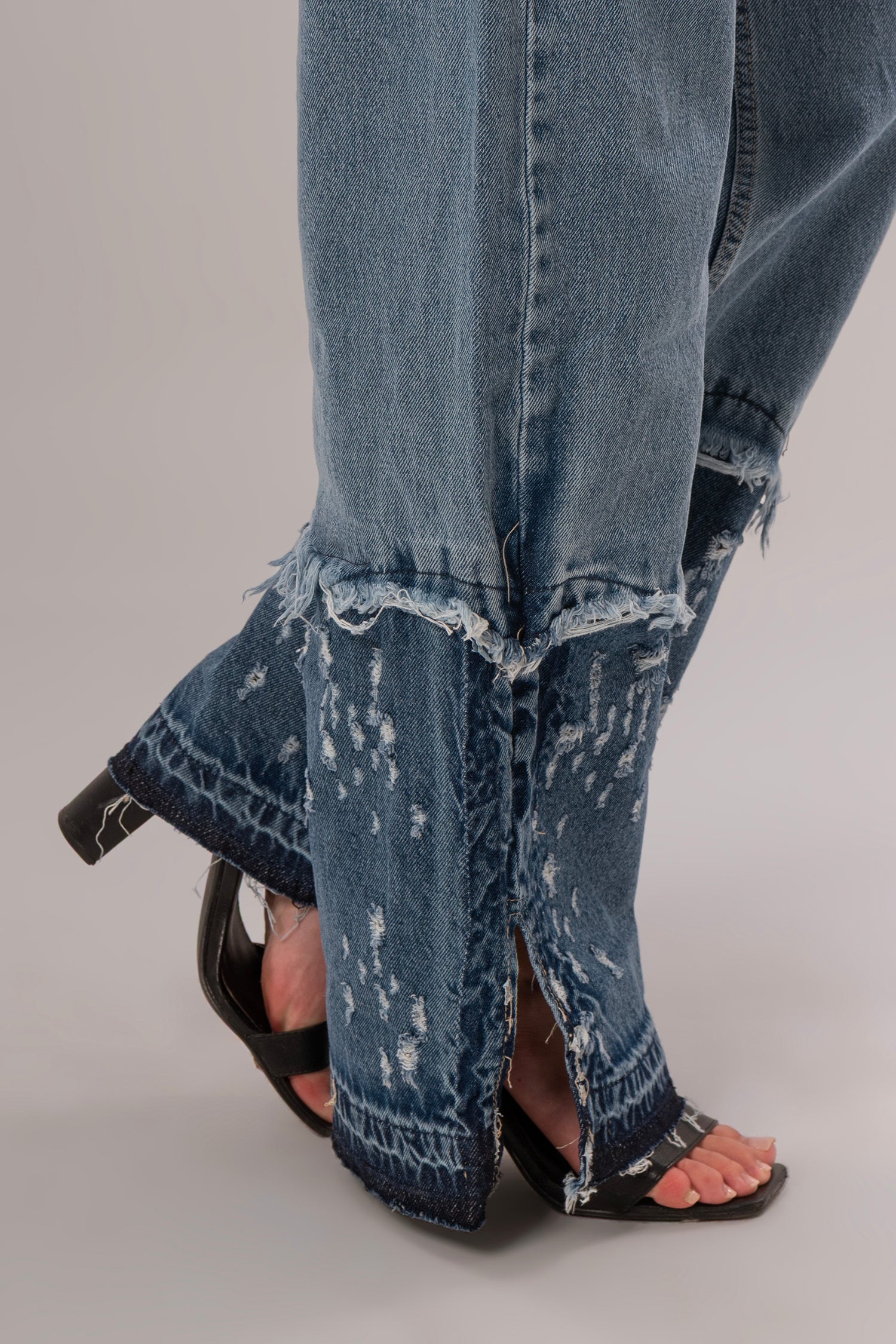 Circle Pattern Blue Jeans Pants