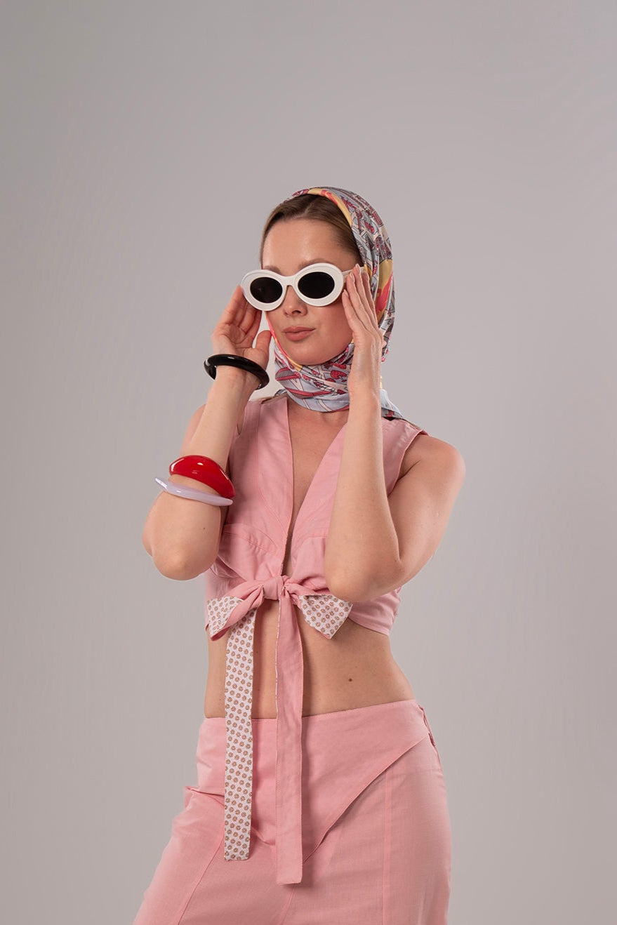 Short Linen Pink Top