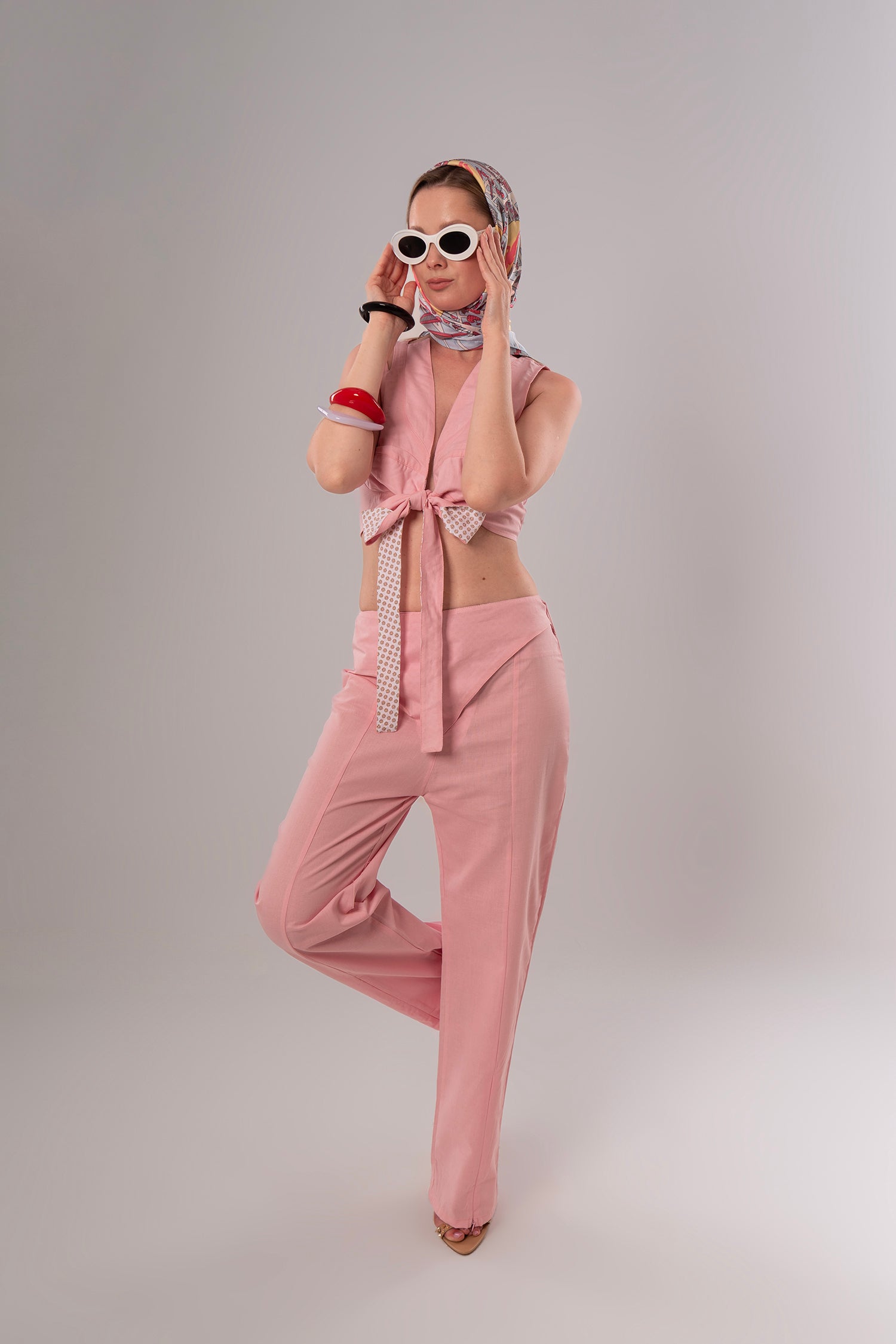 Wrap Linen Pink Pants