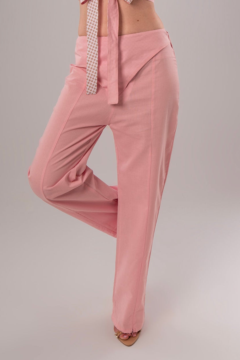 Wrap Linen Pink Pants