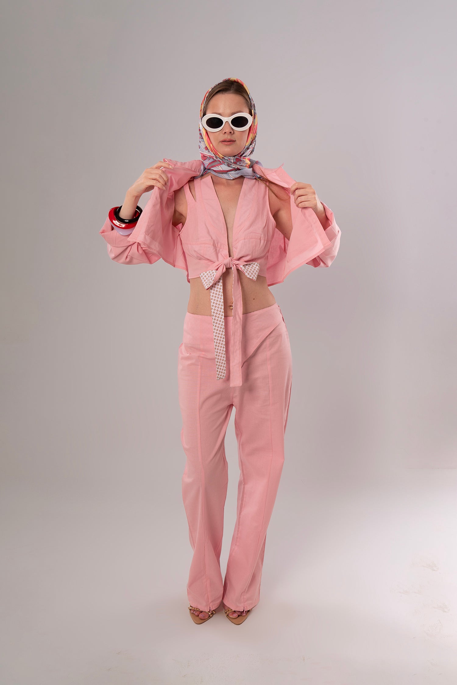 Wrap Linen Pink Pants