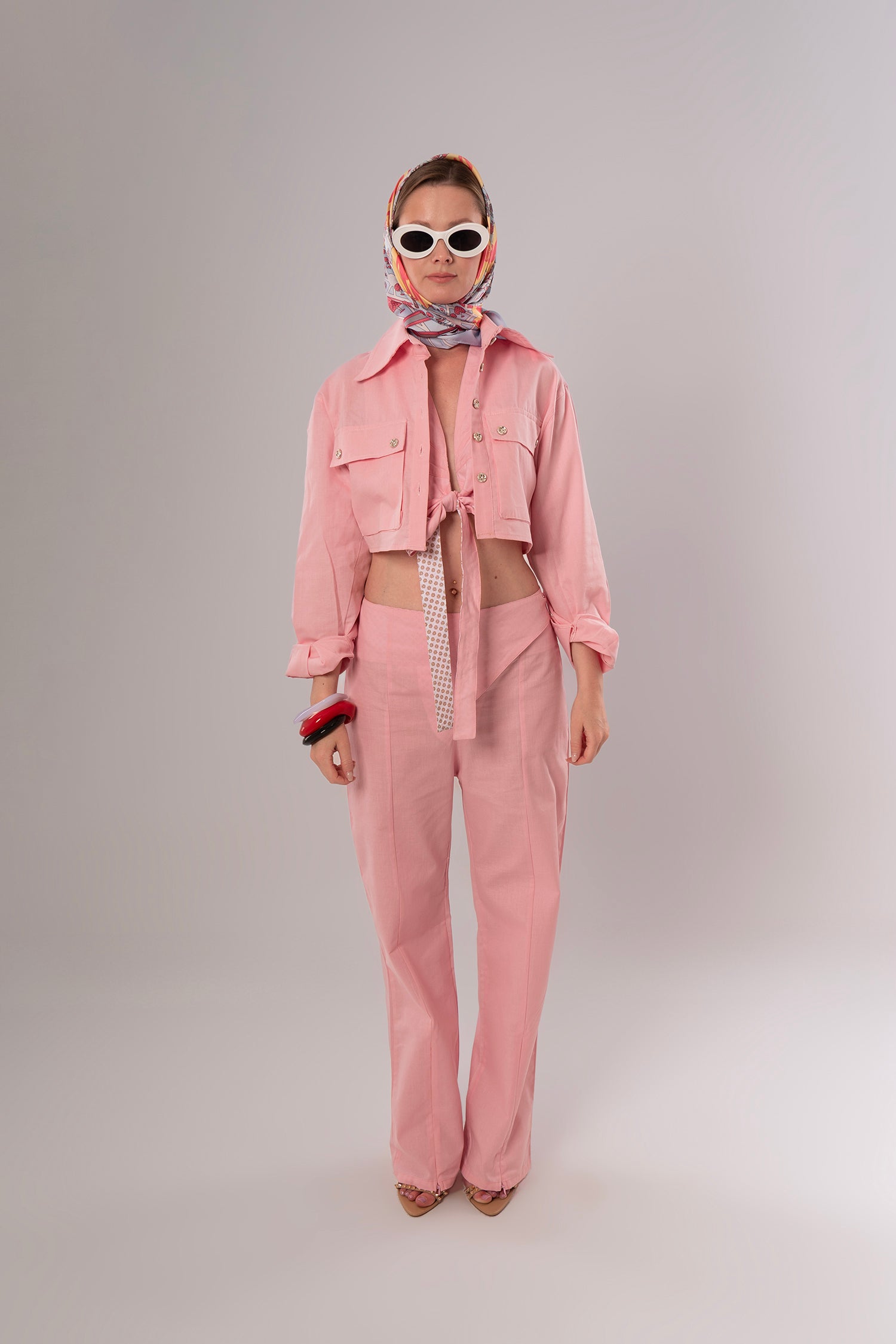 Wrap Linen Pink Pants