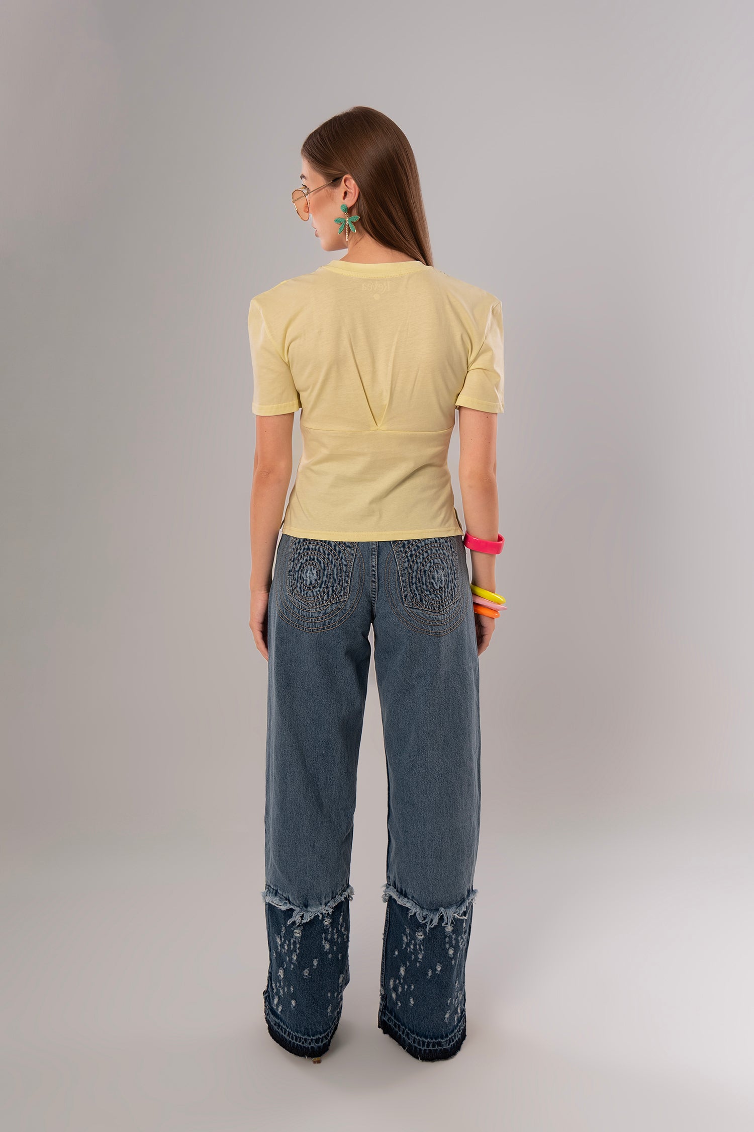 Tiger-Print Cotton Yellow Top