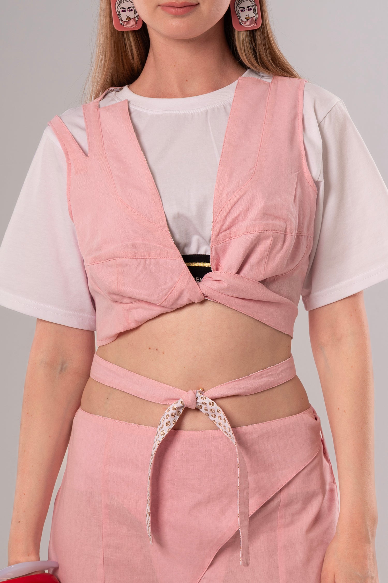 Short Linen Pink Top