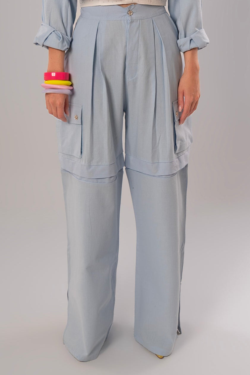 Convertible Linen Baby Blue Pants