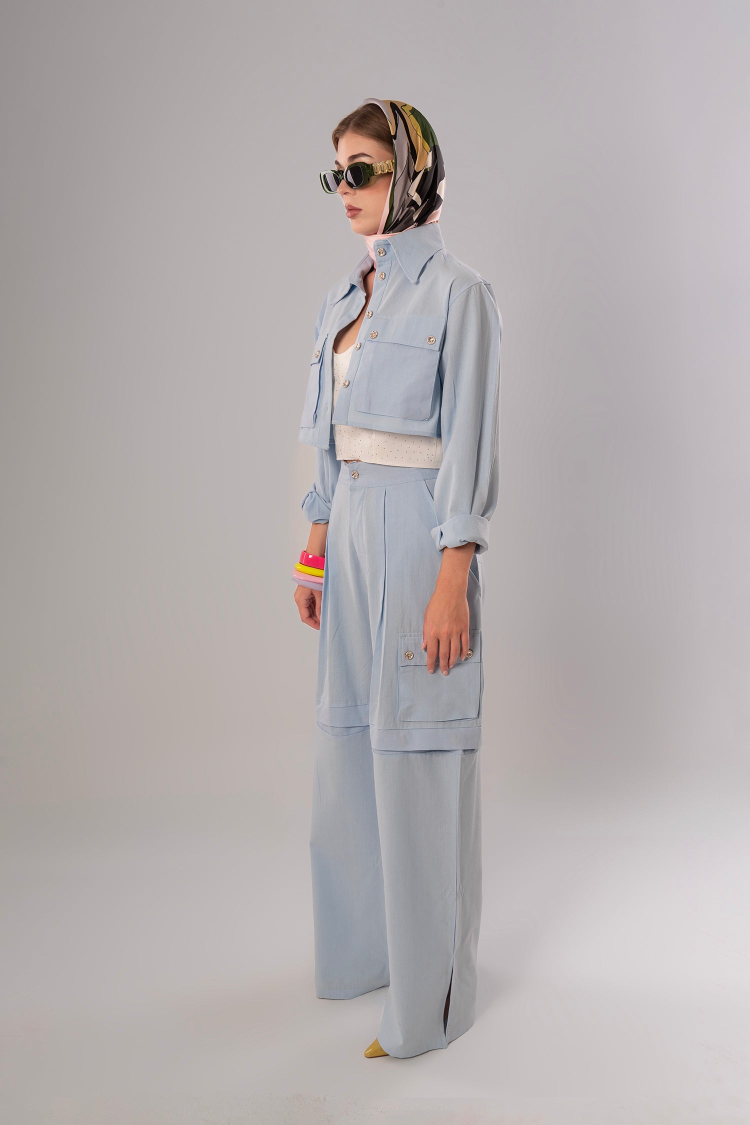Convertible Linen Baby Blue Pants