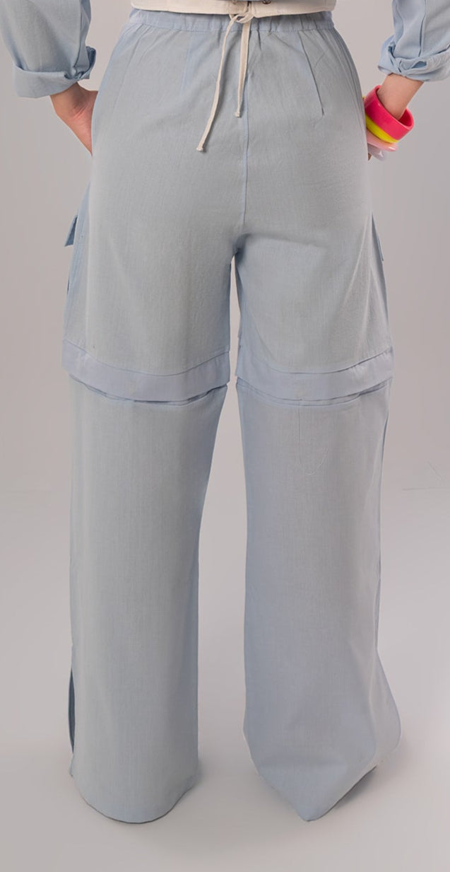 Convertible Linen Baby Blue Pants