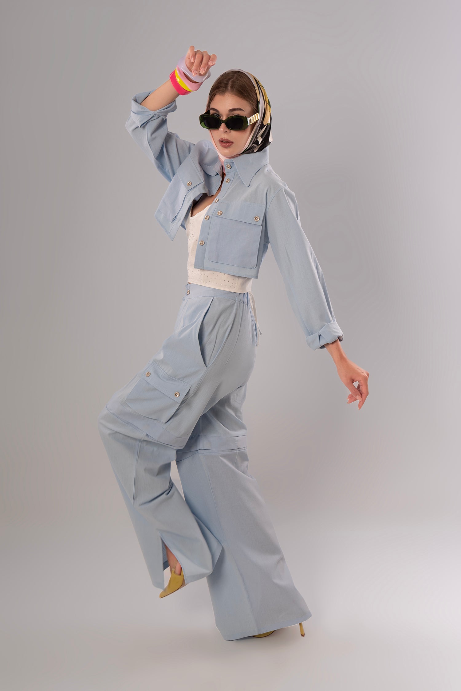 Convertible Linen Baby Blue Pants