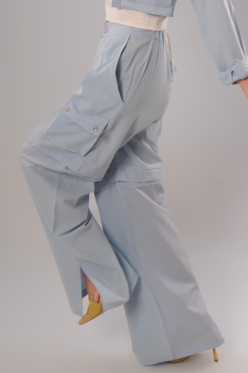 Convertible Linen Baby Blue Pants