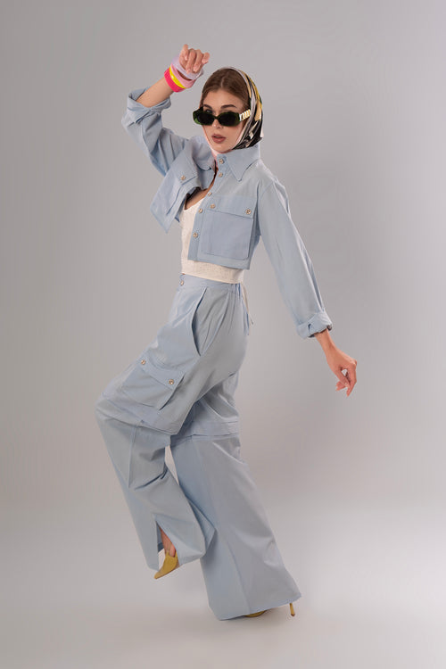 Convertible Linen Baby Blue Pants