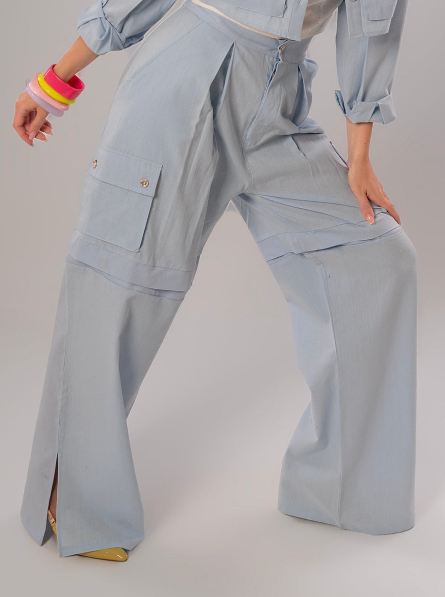 Convertible Linen Baby Blue Pants