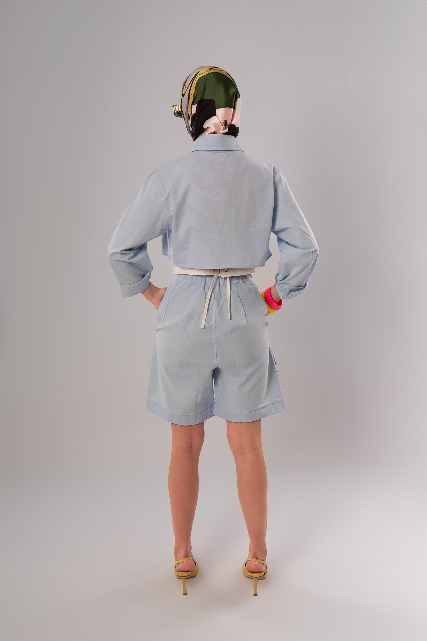 Short Linen Baby Blue Jacket