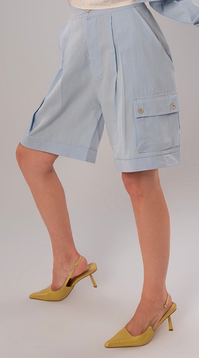 Convertible Linen Baby Blue Pants