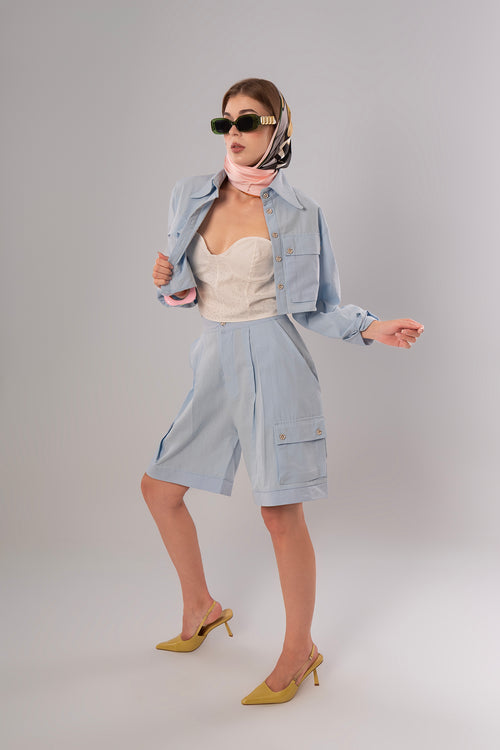 Convertible Linen Baby Blue Pants