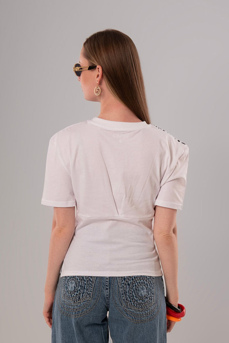 Tiger-Print Cotton White Top