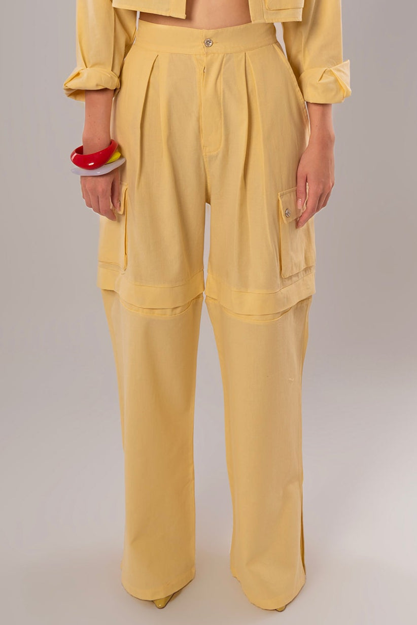 Convertible Linen Yellow Pants