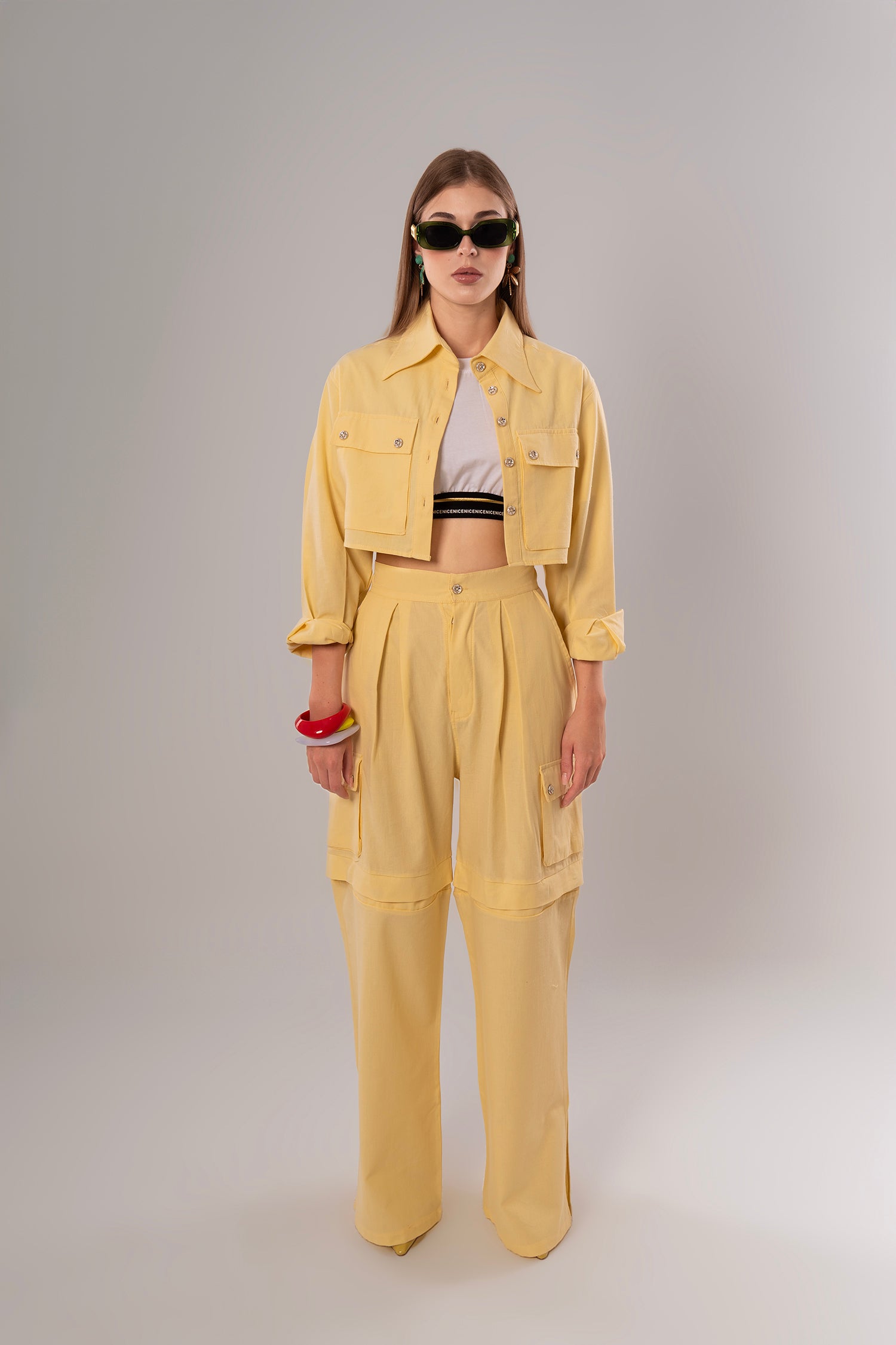 Short Linen Yellow Jacket