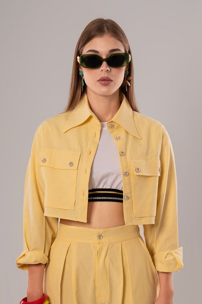 Short Linen Yellow Jacket