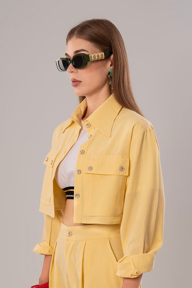 Short Linen Yellow Jacket