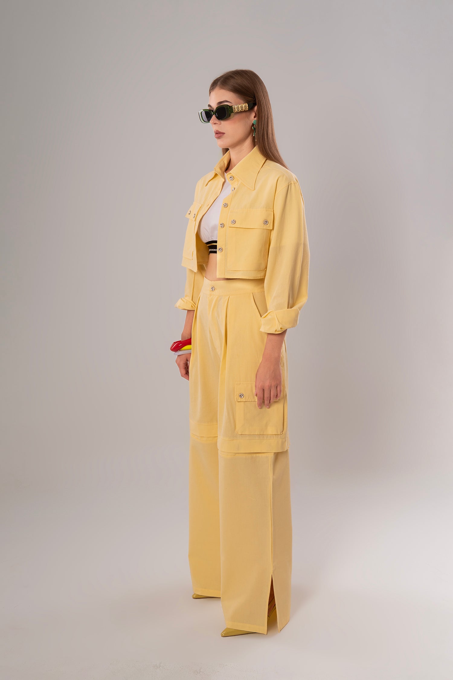 Convertible Linen Yellow Pants