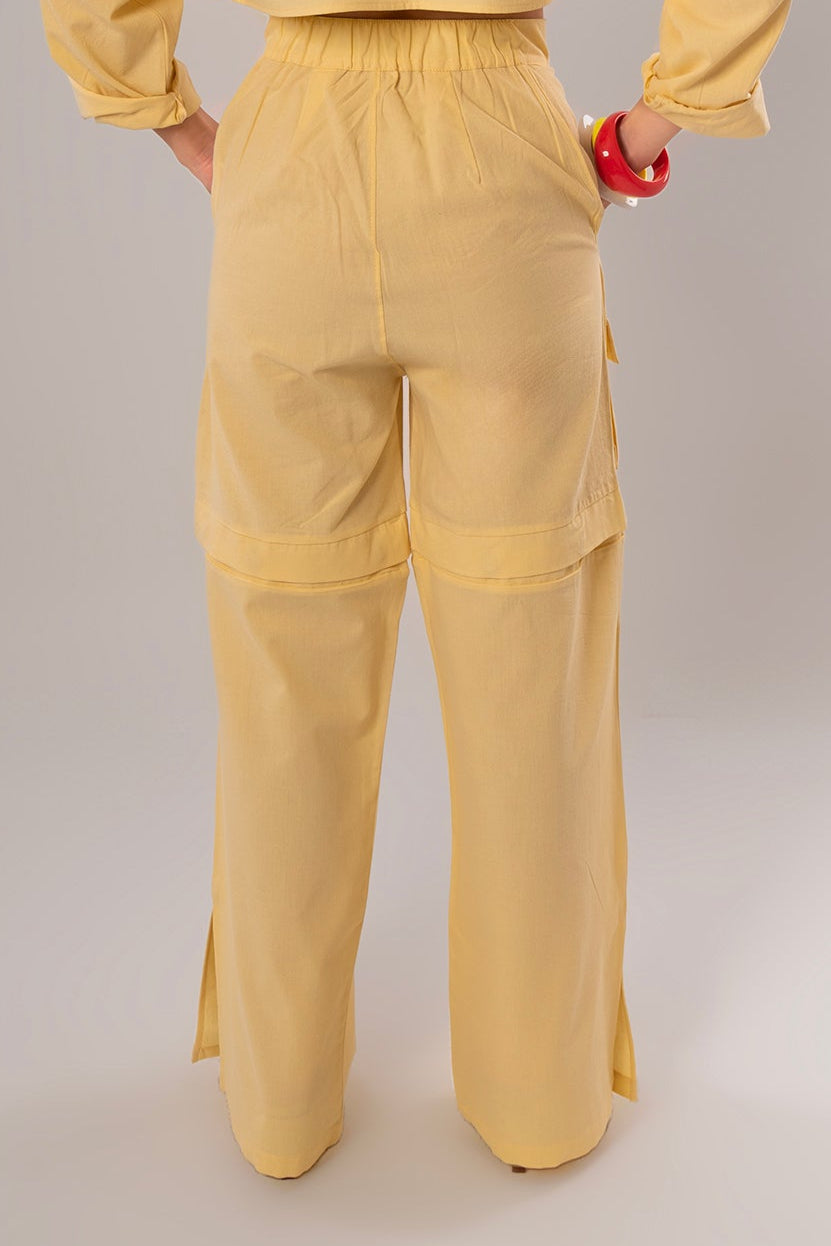 Convertible Linen Yellow Pants