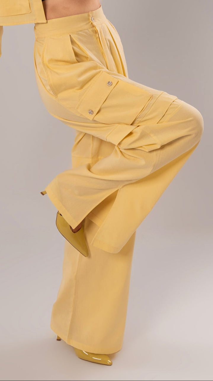 Convertible Linen Yellow Pants