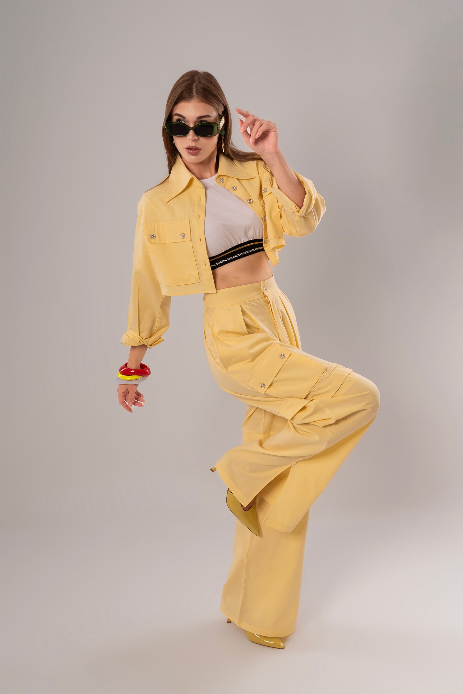 Short Linen Yellow Jacket