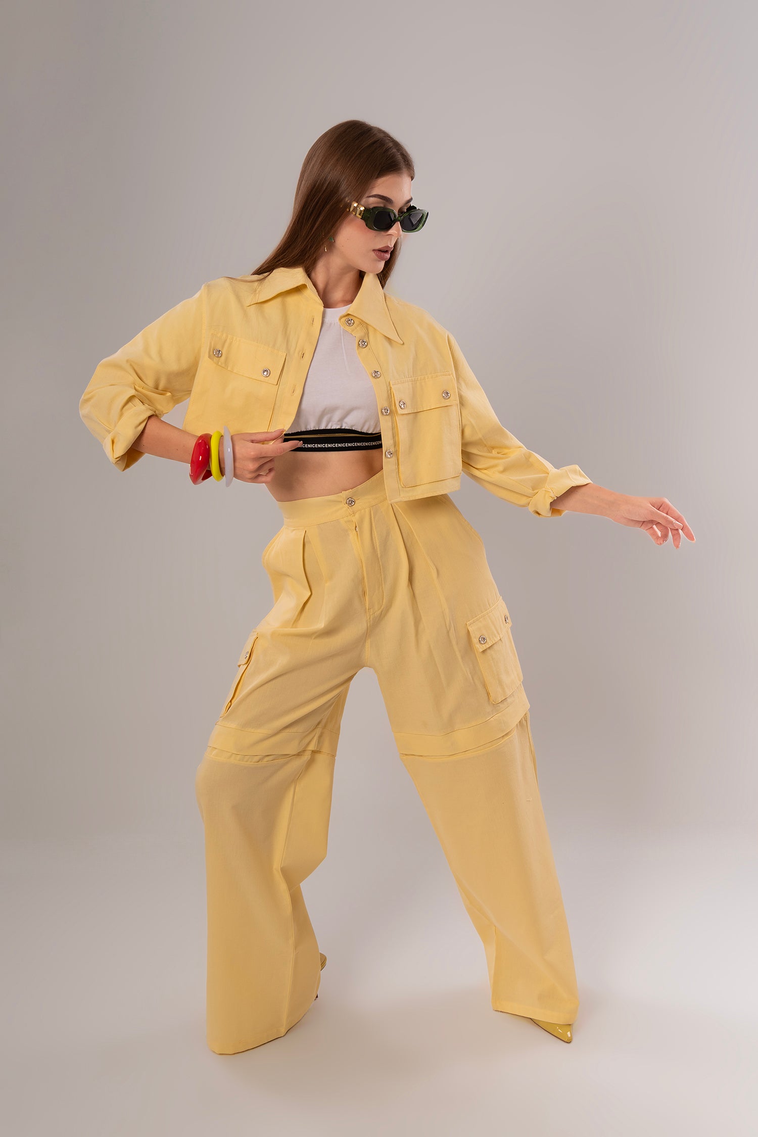 Short Linen Yellow Jacket