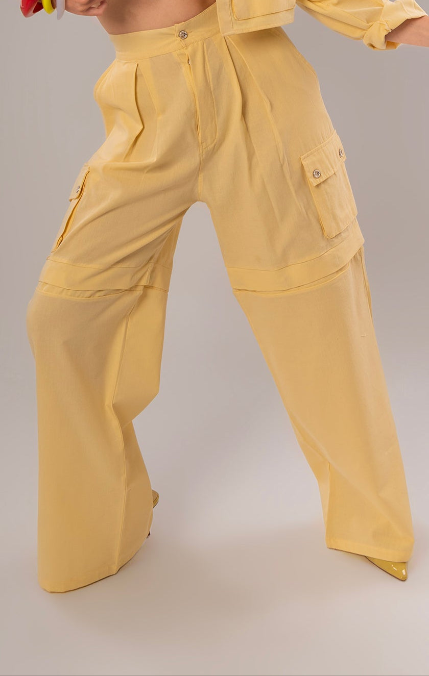 Convertible Linen Yellow Pants