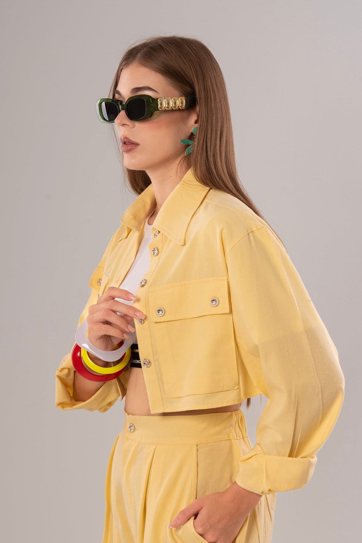 Short Linen Yellow Jacket