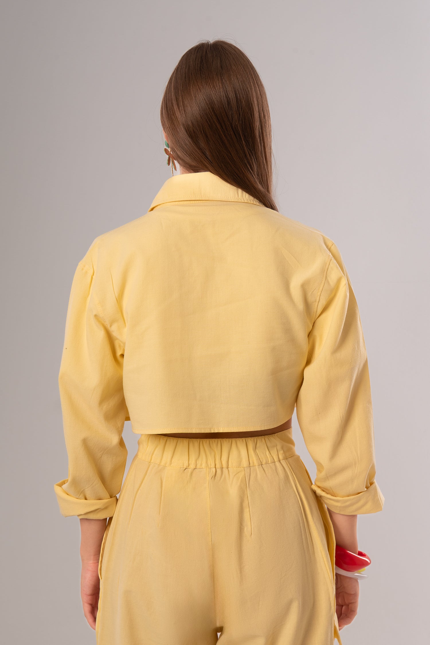 Short Linen Yellow Jacket