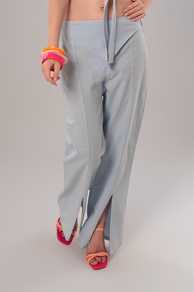 Wrap Linen Baby Blue Pants