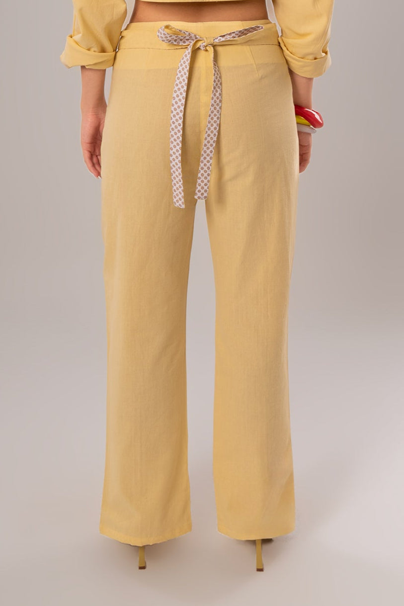 Wrap Linen Yellow Pants